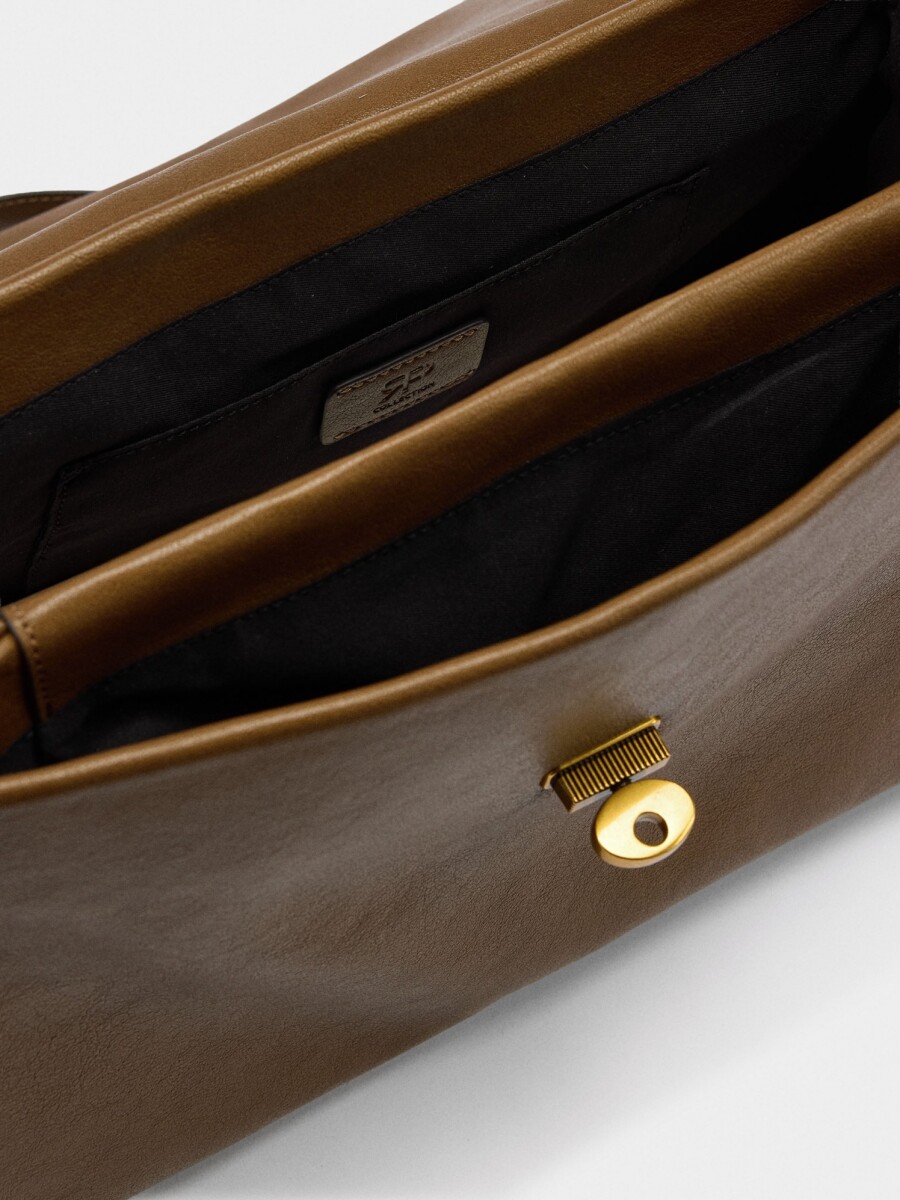 Bolso De Mano Con Solapa Y Bandolera camel