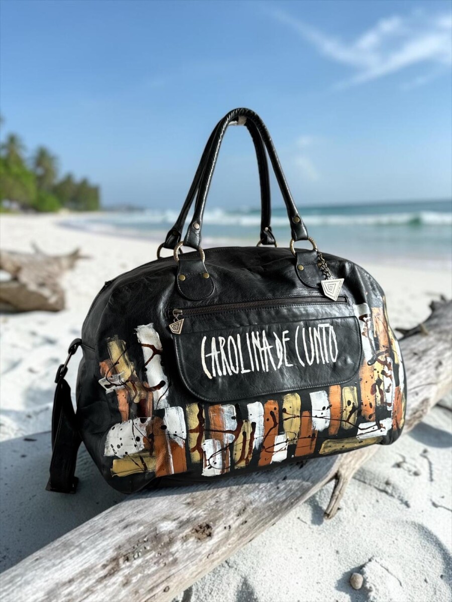 Bolso De Viaje Negro Con Arte 