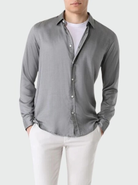 BOSS - Camisa slim fit de lyocell, S-ROAN-KENT 0