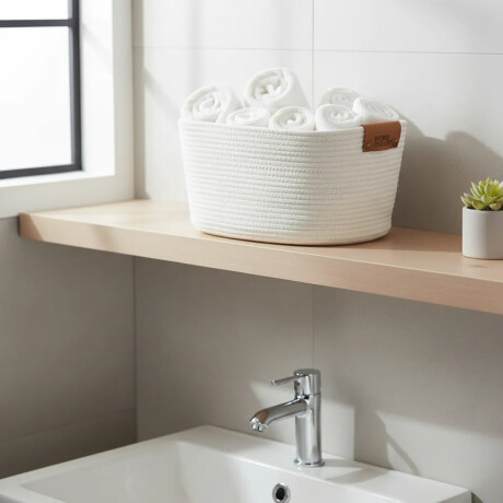 Cesto Canasto de Algodón con Asa Paramount Deco 45x30x22Cm Blanco