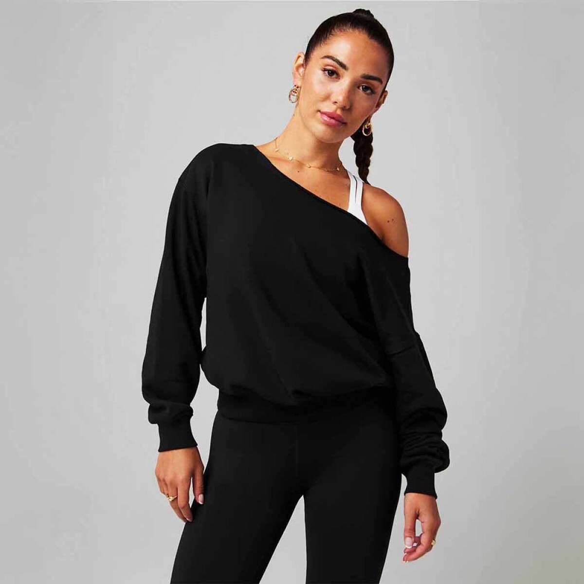 Polera Year Round Terry Off Shoulder Sweatshirt Mujer 