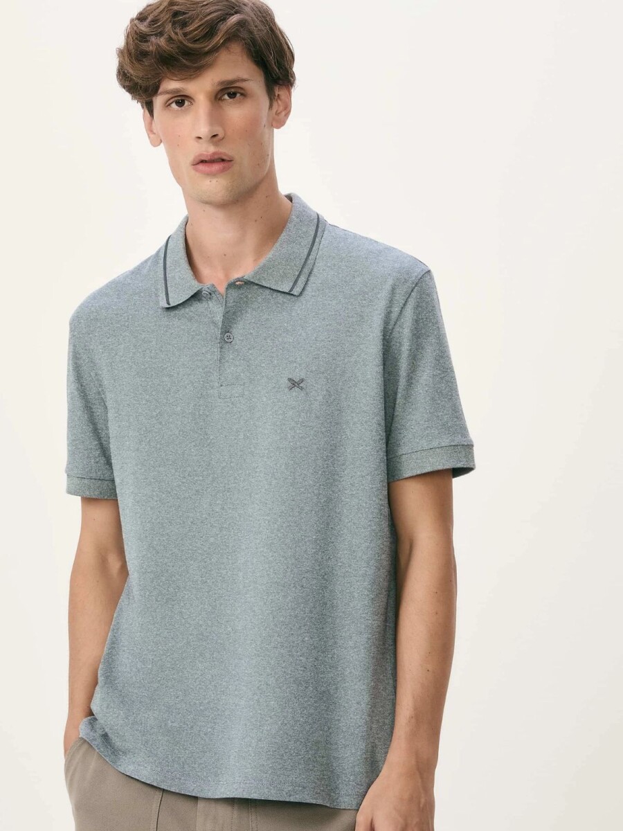 CAMISA DE CUELLO CON ESTAMPADO - AZUL 