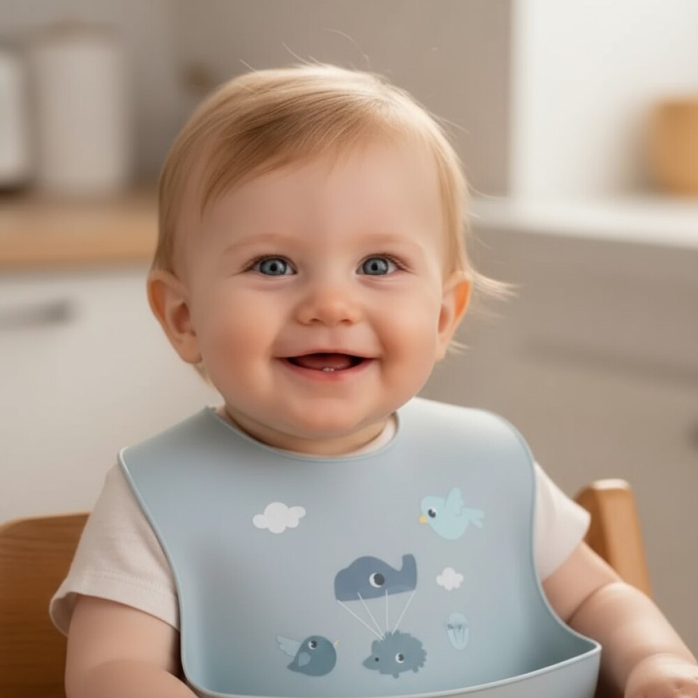 Babero silicona BUBA cloudy verde