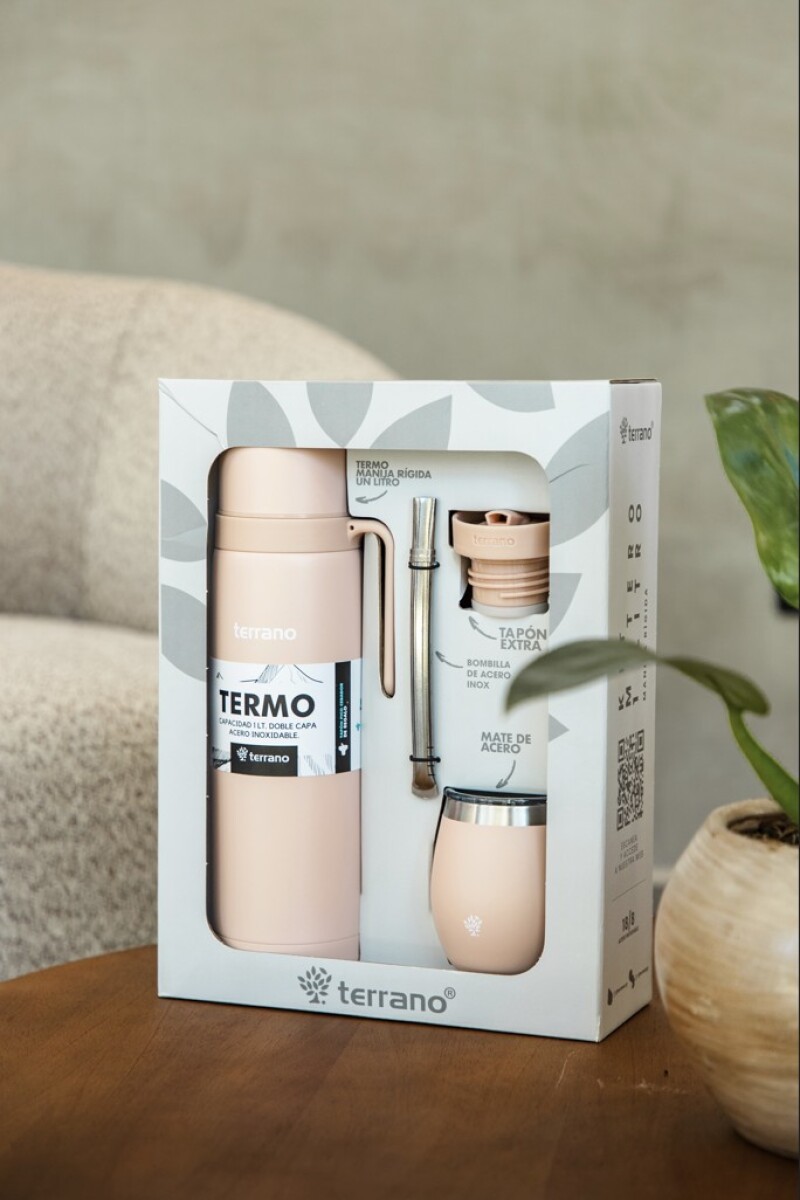 Kit Termo Manija Rígida + Mate con Tapa y bombilla - Rosado 