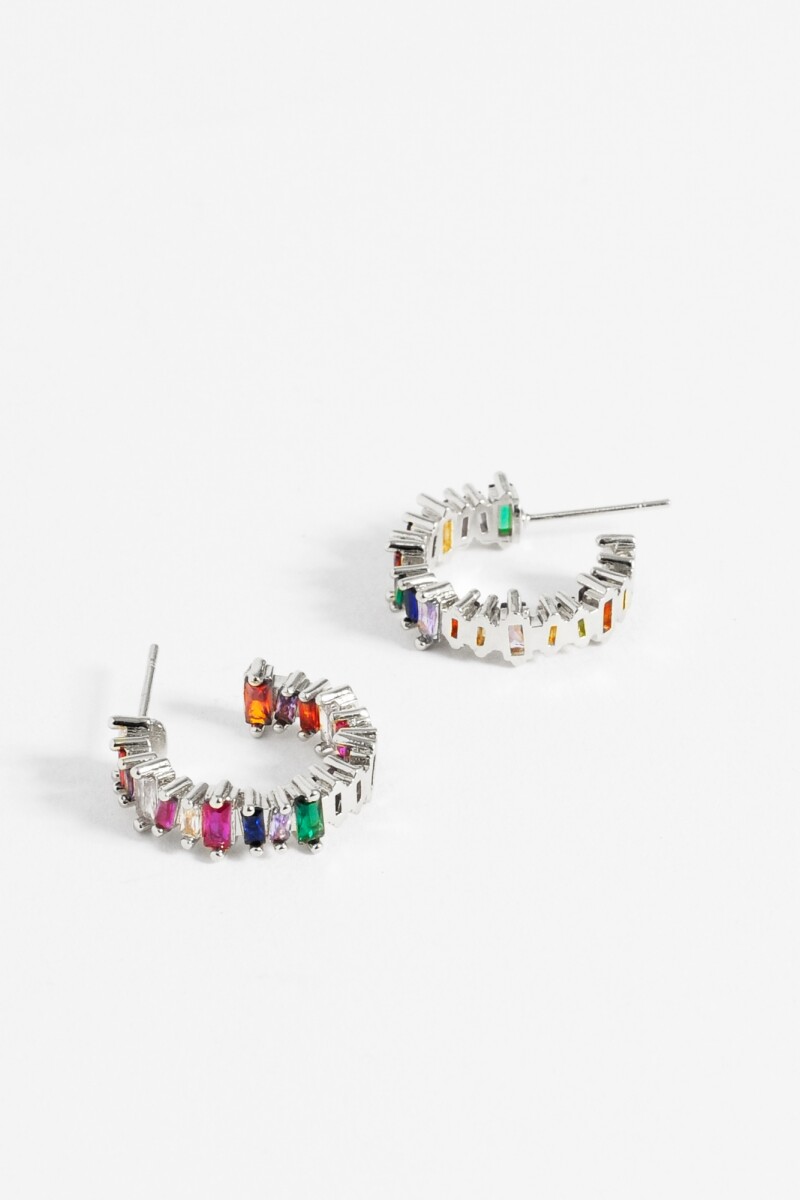 Aros multicolor zirconia plateado