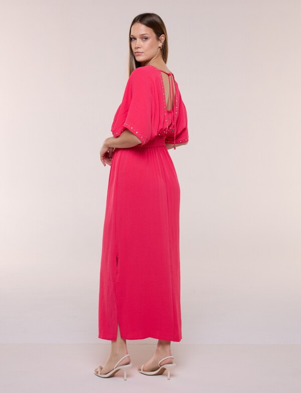 Vestido Maxi Con Tachas FUCSIA