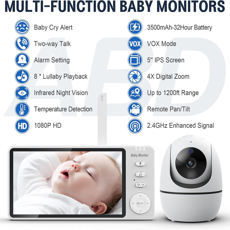 Baby Call con cámara ABDtech 5" HD Visión Nocturna Baby Call con cámara ABDtech 5" HD Visión Nocturna