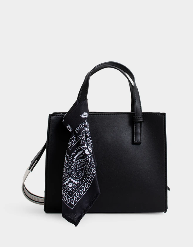 City Boho Cartera City Con Pañuelo - Negro
