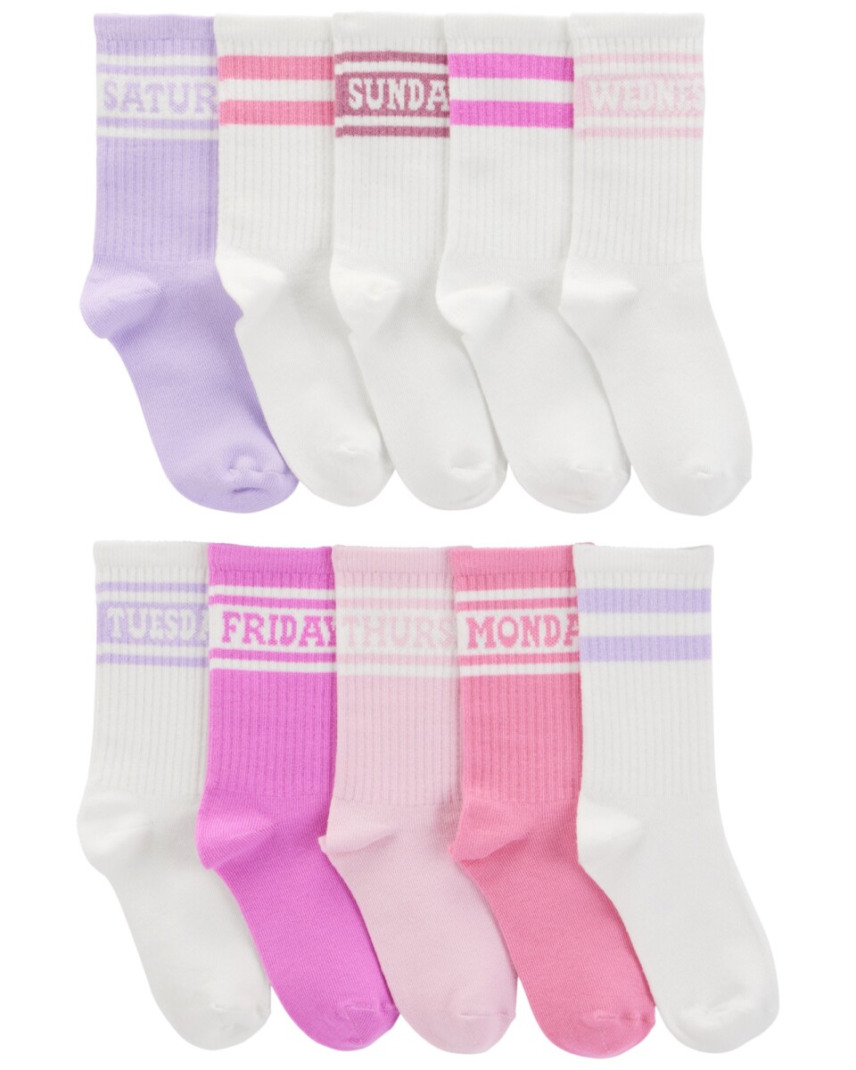 Pack diez pares de medias de algodón, diseño días de la semana 