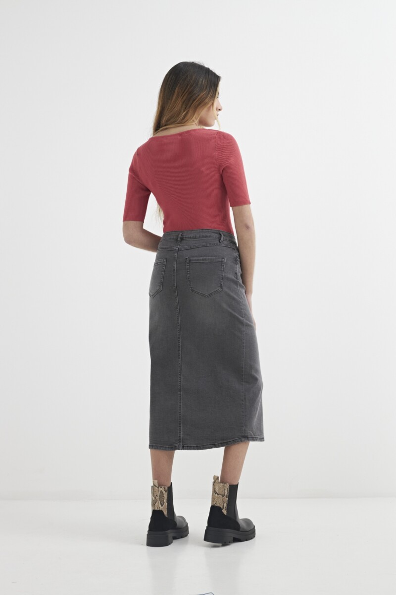 Falda denim midi NEGRO