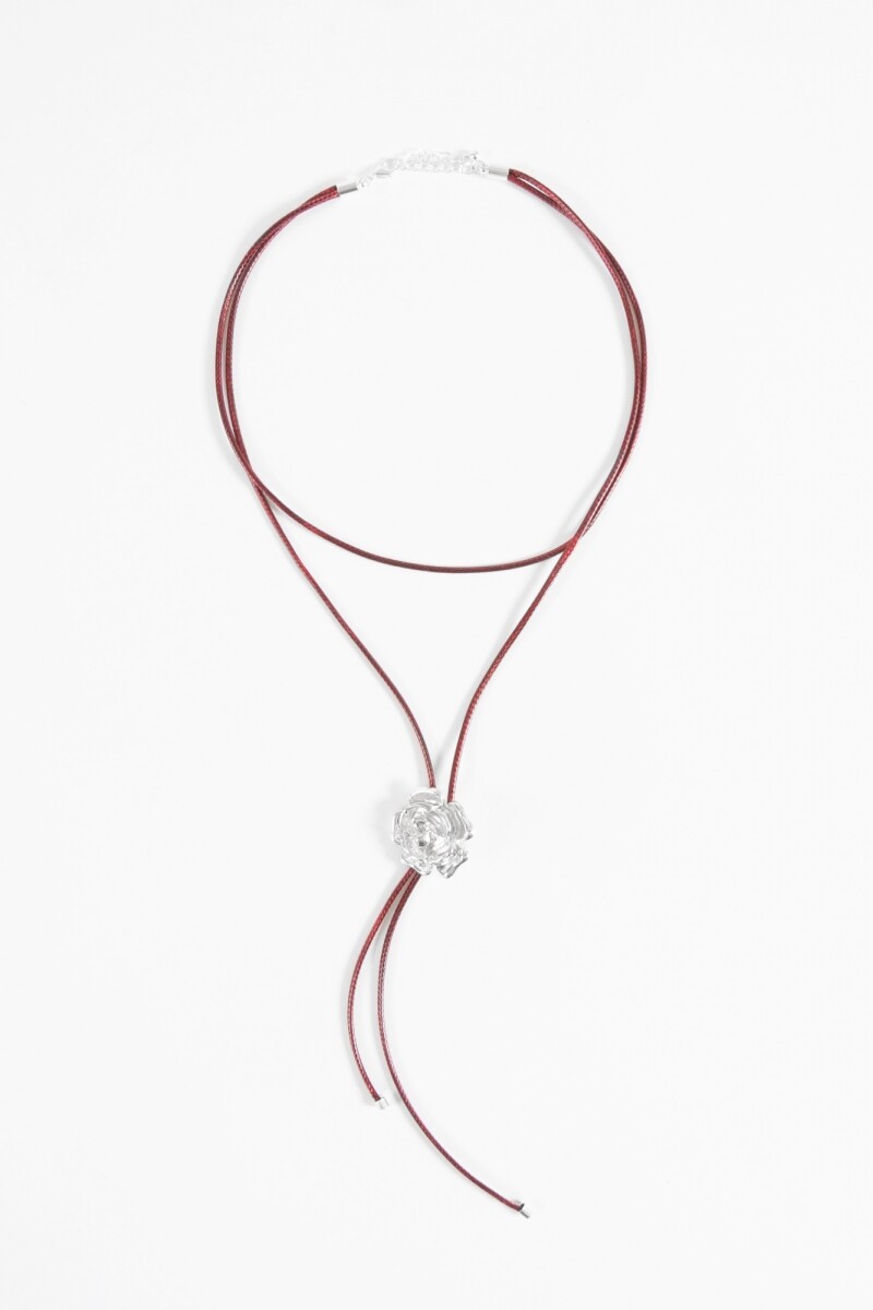 Collar cordón rosa metálica rojo