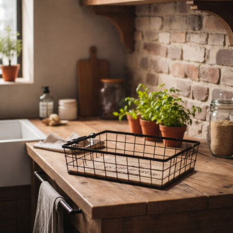Cesta Organizadora de Metal y Madera Cesta Organizadora de Metal y Madera