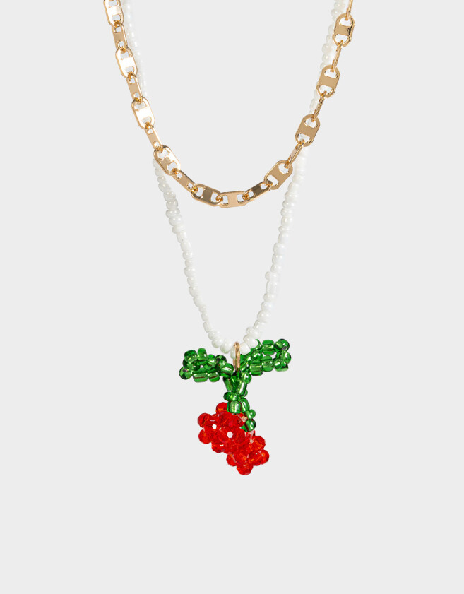 Collares Cortos Frutas Collar Multicadena Fruta - Dorado
