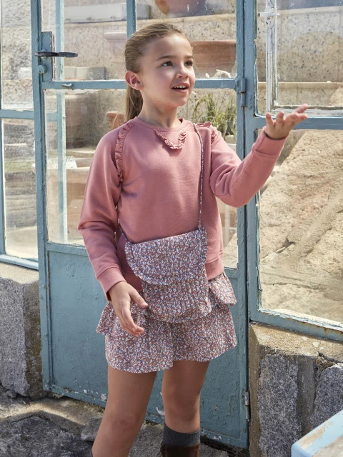 Sudadera Coral Con Volantes Granate