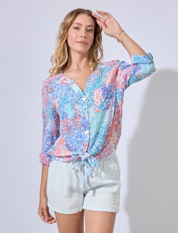 Blusa Gasa Print MULTI/ANARANJADO