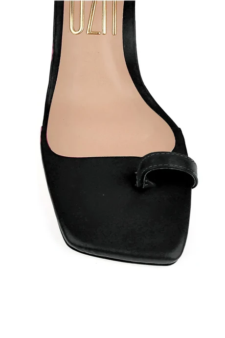 Sandalia Taco Medio Piel Negro