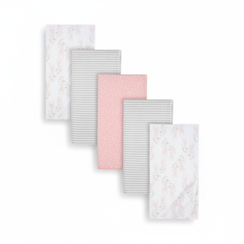 Sabanas recibidores x5 GERBER jirafa rosa