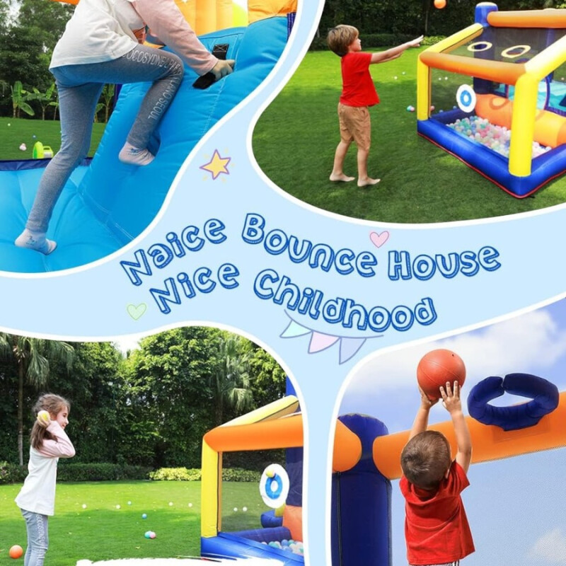 Centro de actividades inflable 8 en 1 azul Centro de actividades inflable 8 en 1 azul