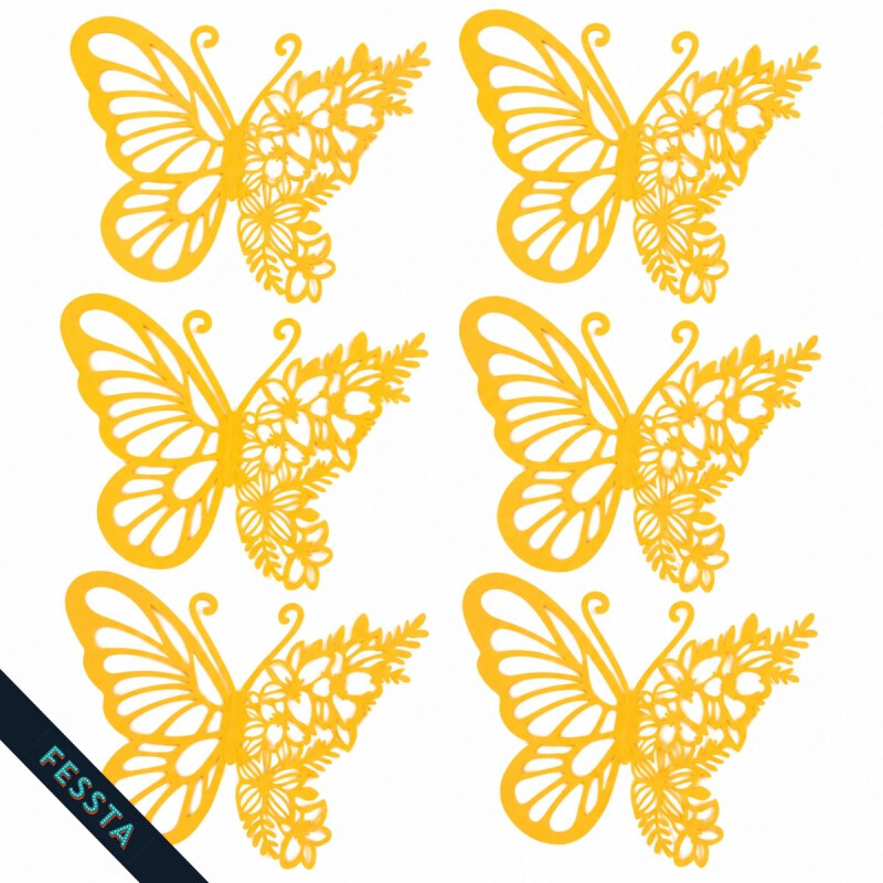 Mariposas Decorativas x 6 Amarillo