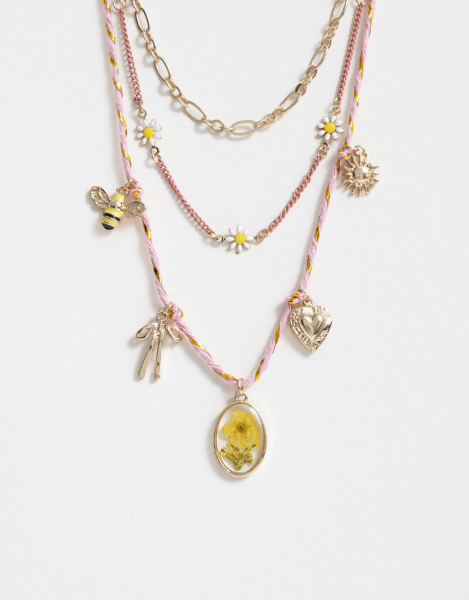 Collares Cortos Flores atrapadas Collares Cortos Flores Atrapadas - Dorado