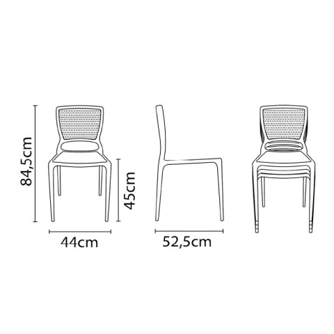Silla apilable gamuza "SAFIRA" con respaldo calado -TRAMONTINA TD0586