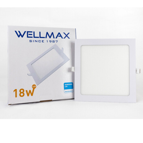 PANEL LED EMBUTIR CUADRADO 18W (1350LUM) 22CM CALIDA WELLMAX ++ N/a