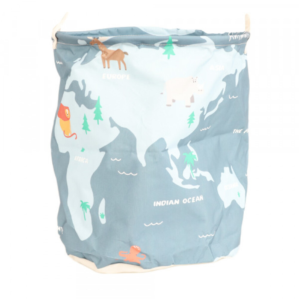 Cesto tela organizador mapa animales azul