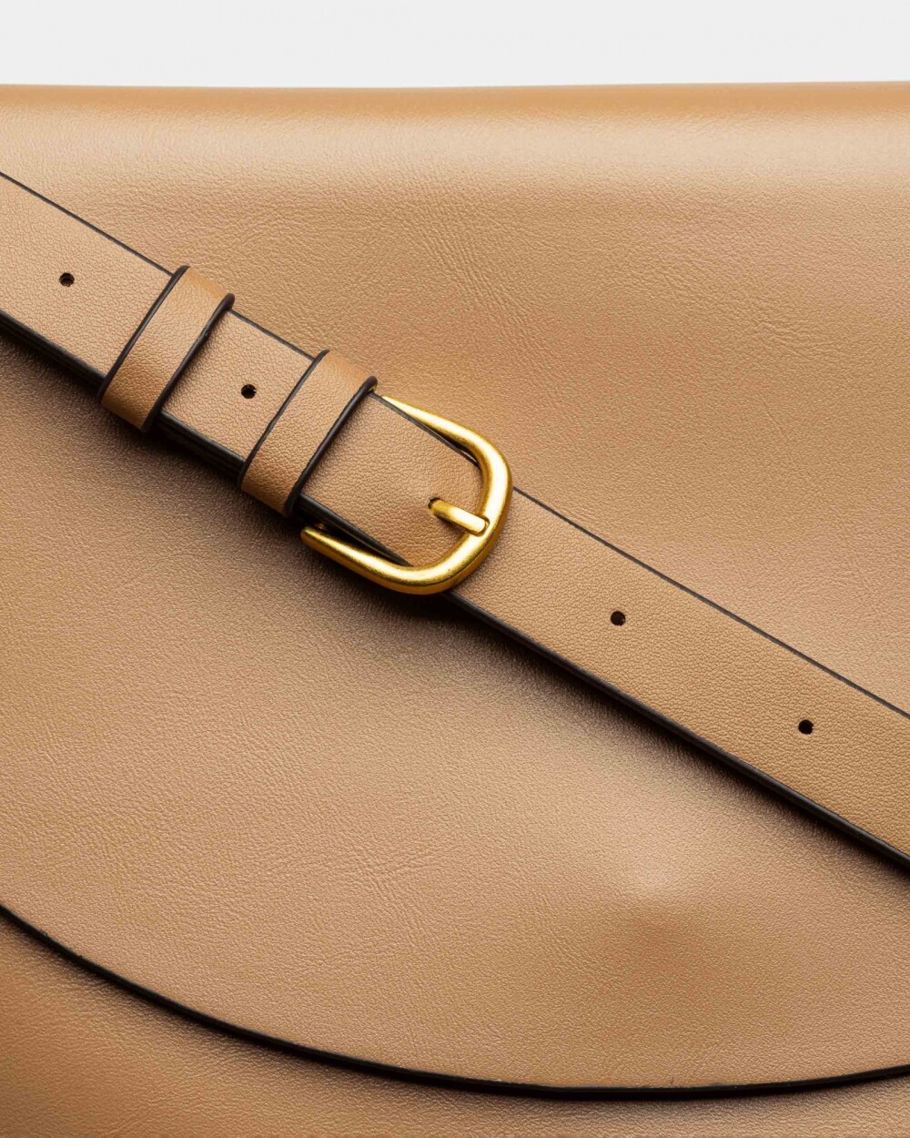 Cartera al hombro Mod en efecto cuero liso Taupe