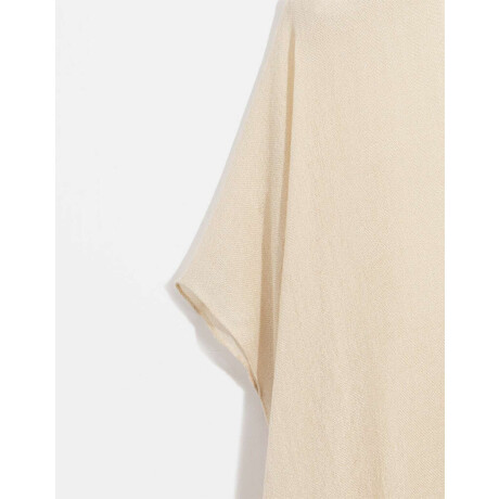 Kimono Tejido Con Flecos Blanco Crudo