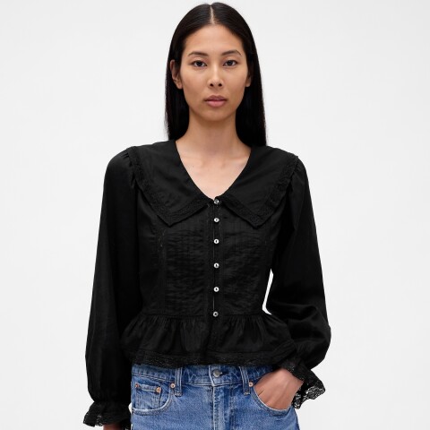 LS LACE EDGE SAILOR COLLAR TRUE BLACK