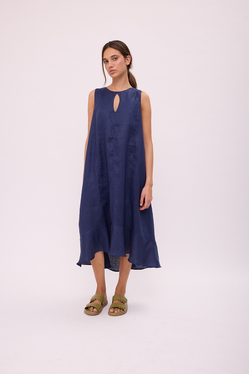 VESTIDO POLK LONG Azul