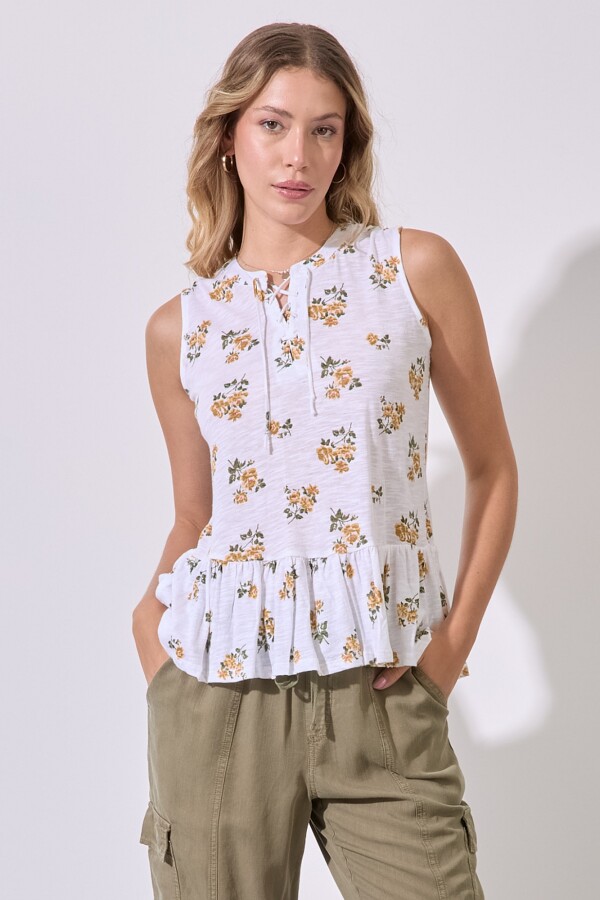 Blusa Algodón Flores BLANCO/MULTI