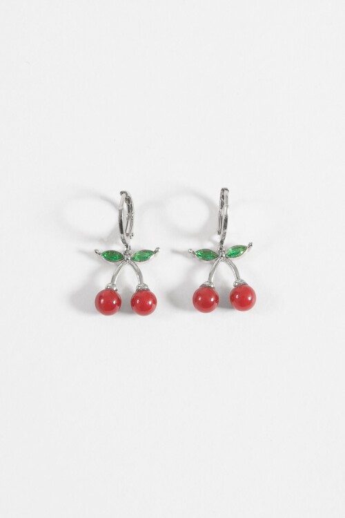 Caravanas aros cherry plateado