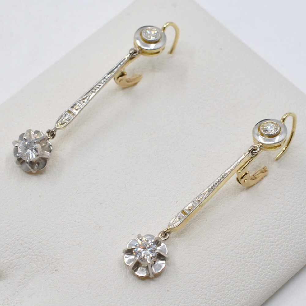 Caravanas Antiguas En Oro 18K Y Brillantes Caravanas Antiguas En Oro 18K Y Brillantes