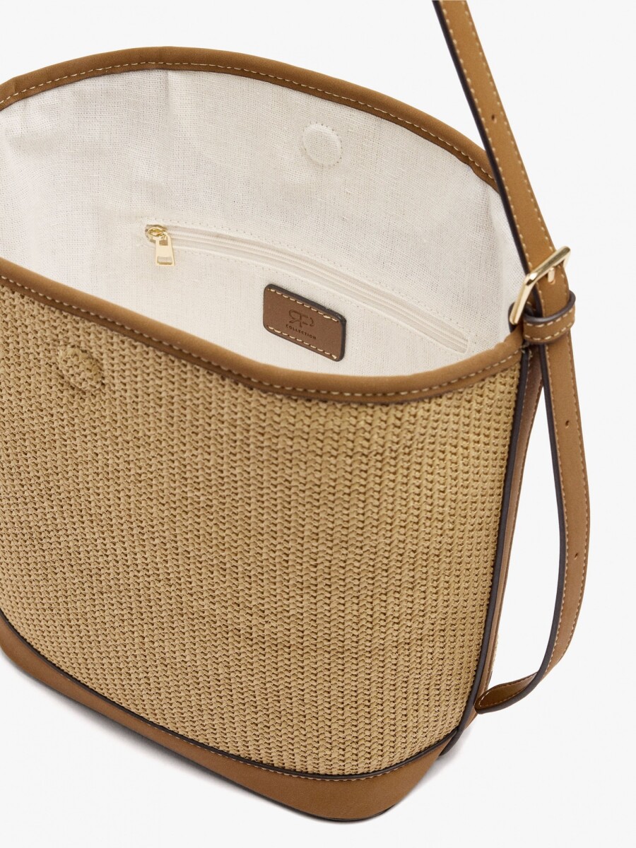 Bolso De Hombro Efecto Rafia natural