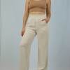 Pantalon Dama Lino Off White
