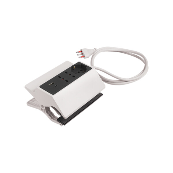 Alargue pinza ficha 3L, SCH+2(Bipaso)+(USB A+C) ELE03327
