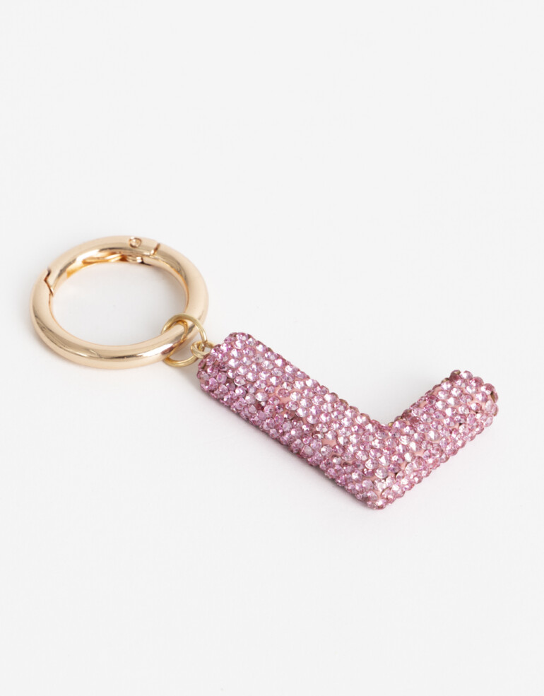 Llavero Strass Llavero Y Bag Charm Strass Letra "l" - Rosa Metalizado