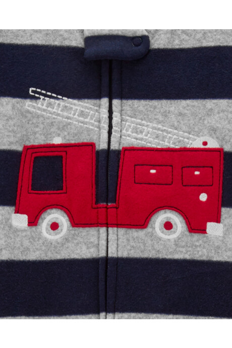 Pijama una pieza de micropolar, con pie, estampa bombero. Talles 12-24M Pijama una pieza de micropolar, con pie, estampa bombero. Talles 12-24M