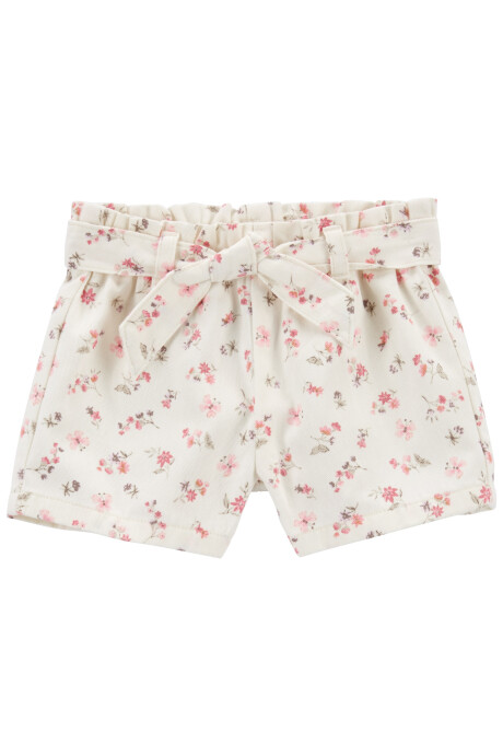 Short de algodón con cinturón diseño floral Short de algodón con cinturón diseño floral