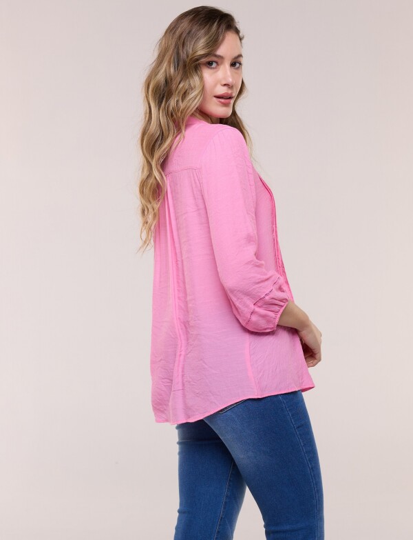 Blusa Con Alforzas En Delantero Y Botones ROSA
