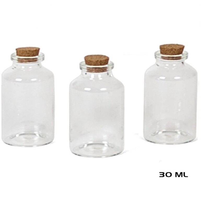 Set 3 Botellitas Mini de Cristal con Tapón BOTELLA MINI X3 CRISTAL C/TAPON