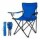 Silla Plegable C/Portavaso, Apoyabrazos Bolso Liviana 90 Kg Azul
