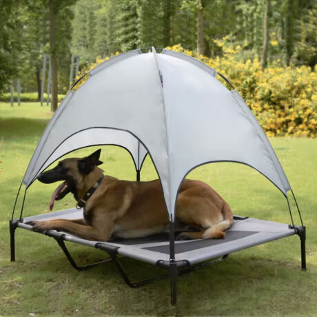 Cama Catre C/Techo P/Mascotas 92x76cm Reforzada Plegable Gris