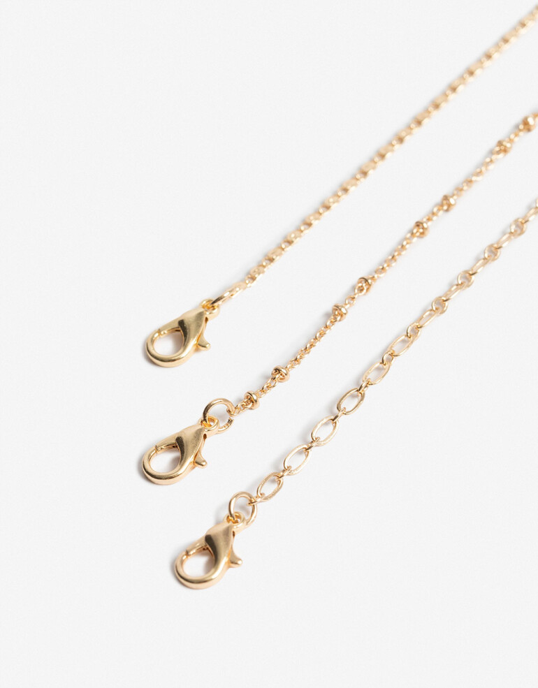 Collares Cortos Metal Set De Mix Collares - Dorado