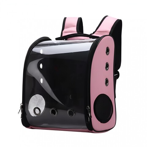 Mochila Transportadora Bolso Cuerina Premium Mascota Capsula Color Rosado