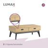 Mesa Ratona de Centro Living Lumax 2 Cajones 100% Madera Maciza Mesa Ratona de Centro Living Lumax 2 Cajones 100% Madera Maciza