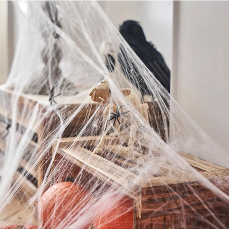 Telaraña decorativa Halloween con arañas Blanco