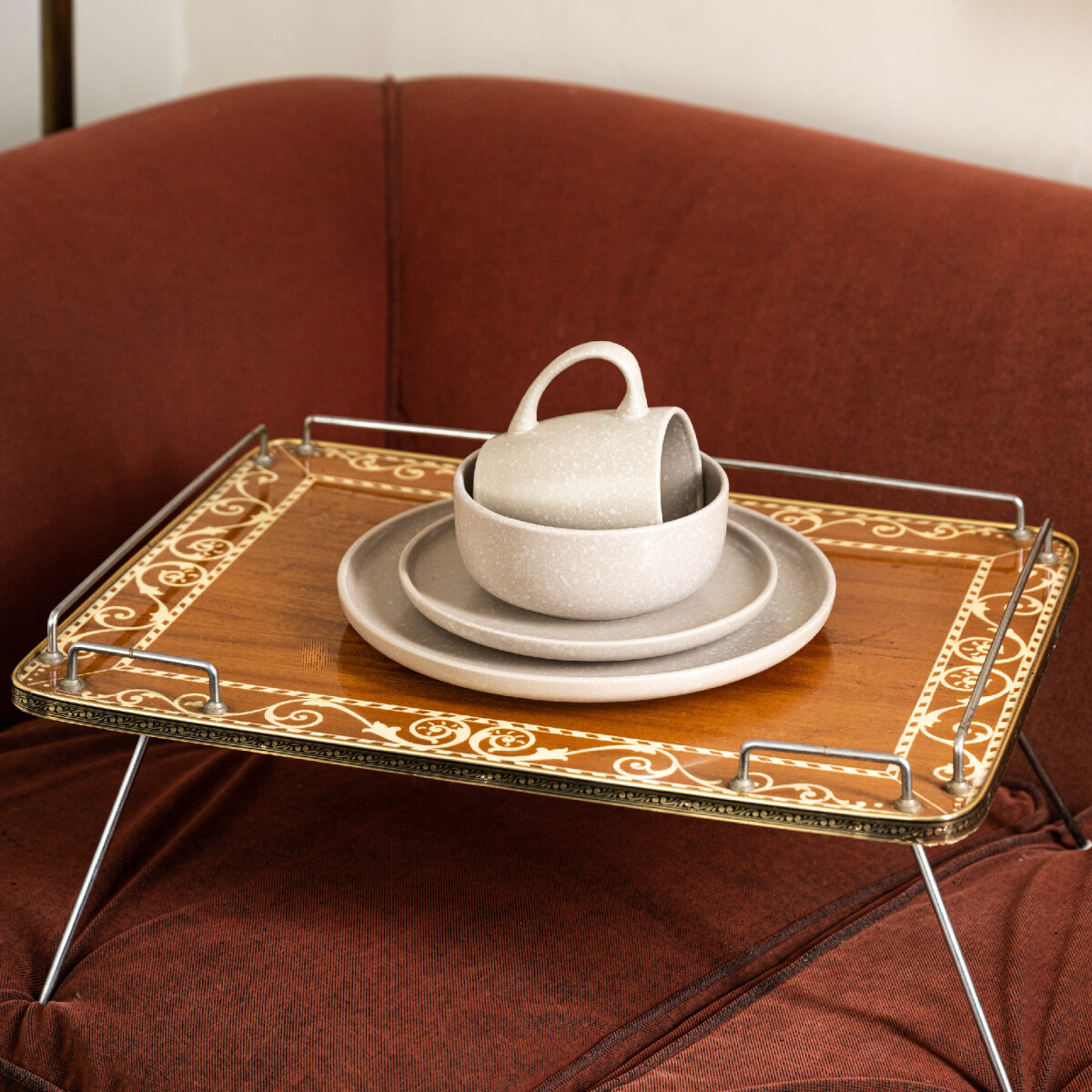 Juego de vajilla cerámica 16 piezas beige 