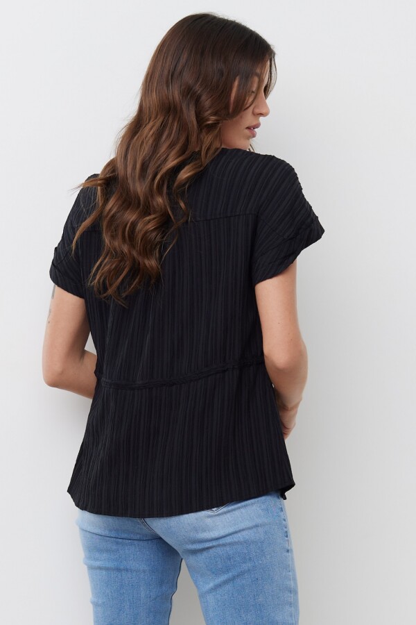 Blusa Algodon Escote V NEGRO